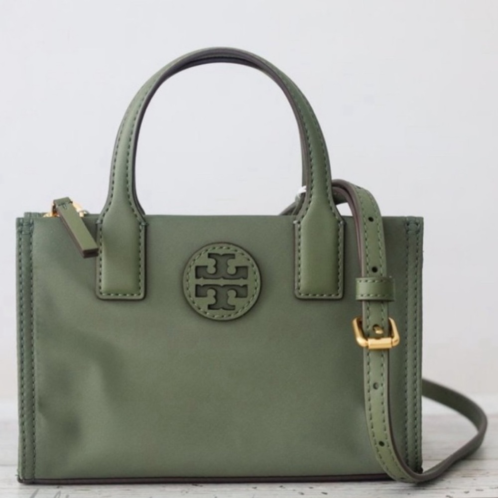 NEW Tory Burch Ella Nylon Mini Tote Crossbody Bag Purse in Palm Leaf Green